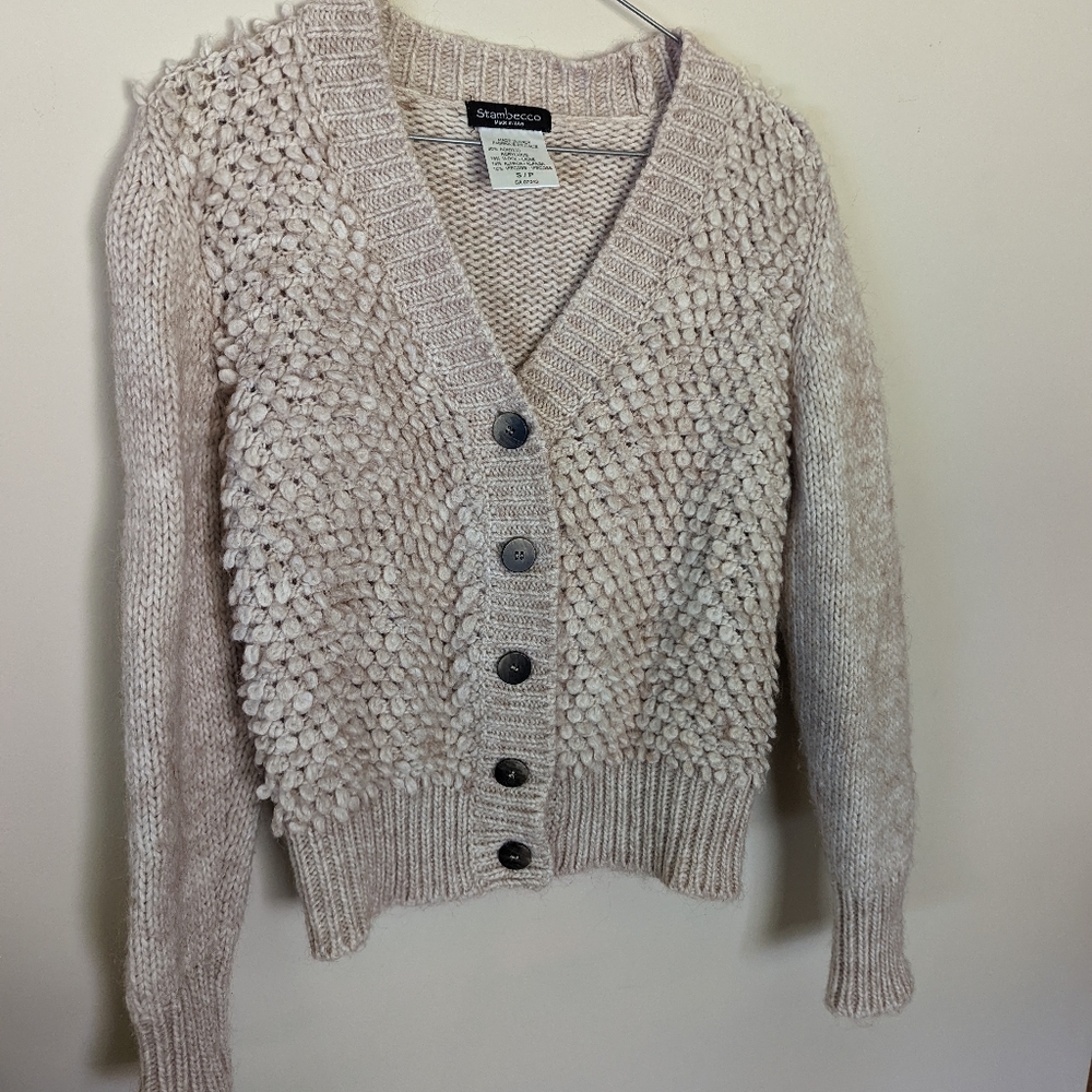 Stambecco Button up Cardigan Wool Alpaca off-white, Made in Italy